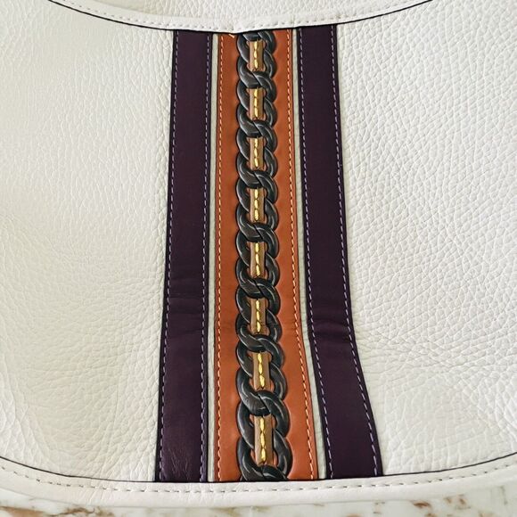 COACH Emery Chalk Multi Pebble Leather Crossbody Bag With Varsity Stripe - Picture 3 of 13